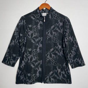 Weekends by Chicos Sweater Womens Medium 1 Black White Y2k Academia Luncheon